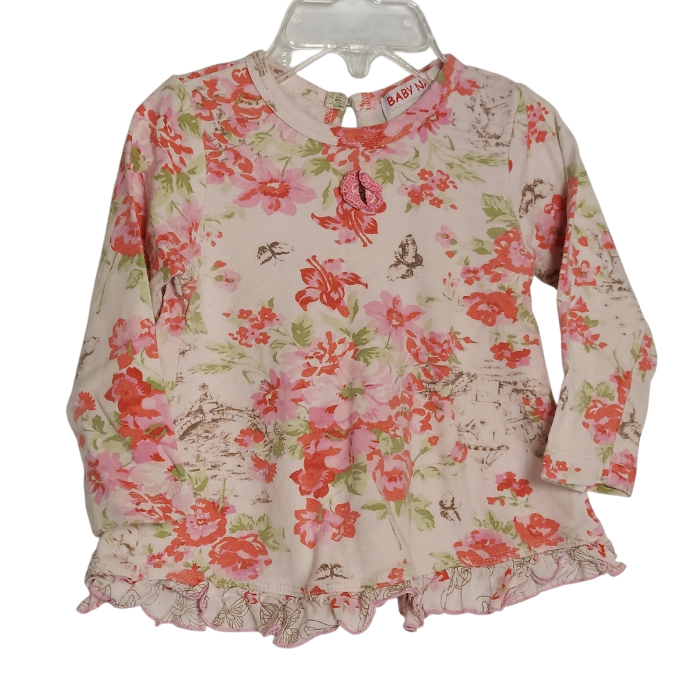 Floral Baby Nay Top and Bottom Outfit with Ruffle Details - Picture 2 of 10